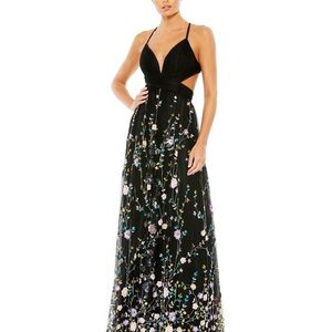 Mac Duggal Black Satin Dress